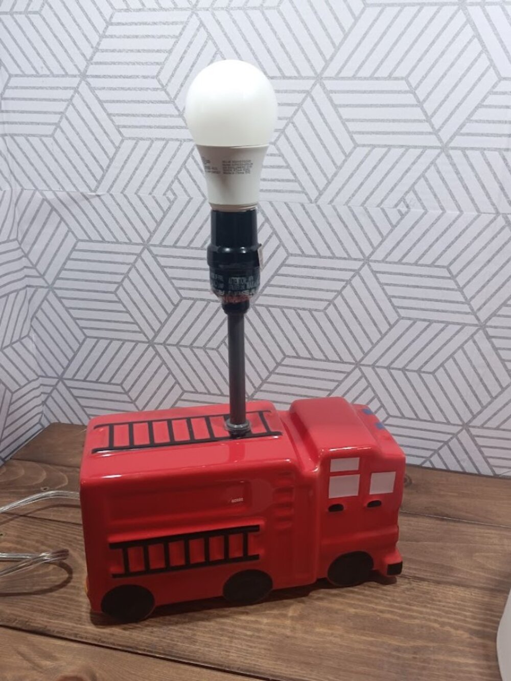 Target Red Ceramic Fire Truck‎ Engine Bedside Table Lamp